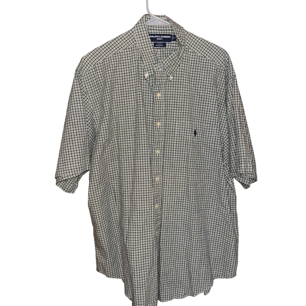 Ralph Lauren Golf‎ Button Down Shirt Mens XL Plaid Checkered Short Sleeve